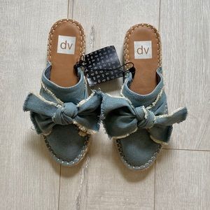 denim bow slide espadrilles